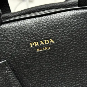 Prada Leather Backpack Medium Black Silver Hardware