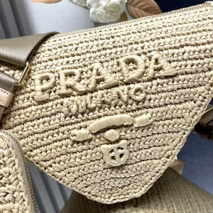 Prada Raffia Gift Set Medium Natural Gold Hardware