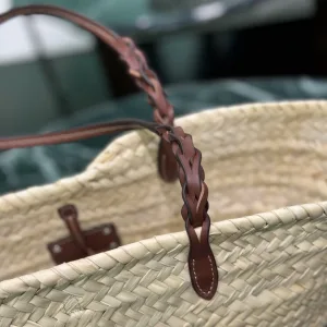 Prada Raffia Tote Medium Natural Brown Gold Hardware