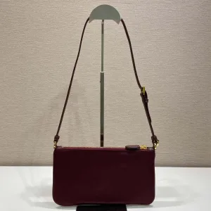 Prada ReEdition Shoulder Bag Small Burgundy Silver Hardware