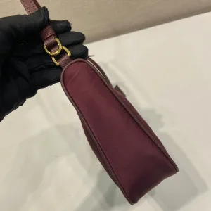 Prada ReEdition Shoulder Bag Small Burgundy Silver Hardware Variant 2