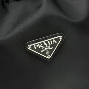Prada ReNylon Bucket Bag Medium Black Silver Hardware