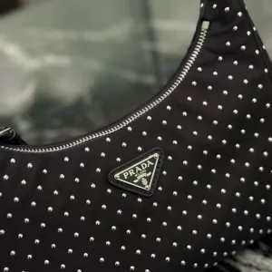 Prada ReNylon Tote Medium Black Silver Hardware