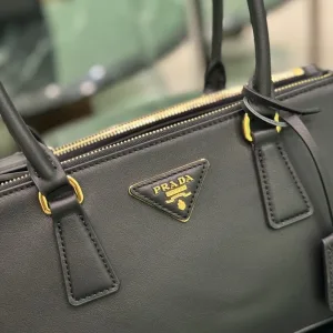 Prada Saffiano Boston Bag Small Black Gold Hardware