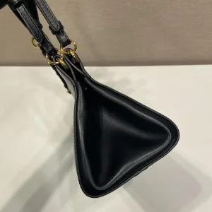 Prada Satin Shoulder Bag Small Black Gold Hardware