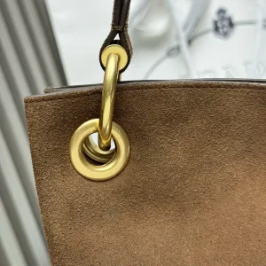 Prada Suede Hobo Medium Brown Gold Hardware