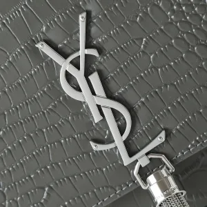 Saint Laurent Kate Chain Bag Small Gray Silver Hardware Exact Size Unknown 113
