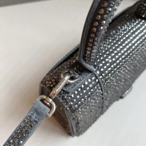 Balenciaga Hourglass Top Handle Mini Gray Crystal 19cm