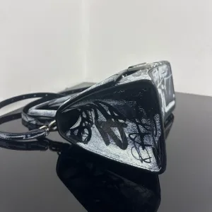 Balenciaga Hourglass Top Handle Small Black Graffiti 23cm