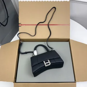 Balenciaga Hourglass Top Handle Small Black Smooth 23cm