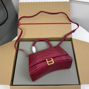 Balenciaga Hourglass Top Handle Small Red Croc 23cm