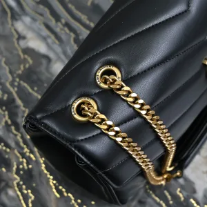 Saint Laurent LouLou Shoulder Bag Medium Black Gold Hardware Exact Size Unknown 036