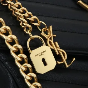 Saint Laurent LouLou Shoulder Bag Medium Black Gold Hardware Exact Size Unknown 043