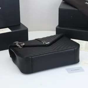 Saint Laurent LouLou Shoulder Bag Medium Black Silver Hardware Exact Size Unknown 040