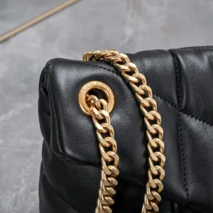 Saint Laurent LouLou Shoulder Bag Medium Gray Gold Hardware Exact Size Unknown 021