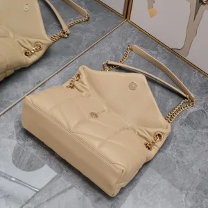 Saint Laurent LouLou Shoulder Bag Medium Tan Gold Hardware Exact Size Unknown 024