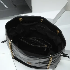 Saint Laurent Drawstring Shoulder Bag Medium Black Gold Hardware Exact Size Unknown 081