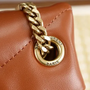 Saint Laurent Puffer Shoulder Bag Large Brown Gold Hardware Exact Size Unknown 238