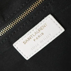 Saint Laurent Drawstring Shoulder Bag Medium White Black Hardware Exact Size Unknown 101