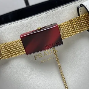 Prada Bucket Bag Medium White Gold Hardware