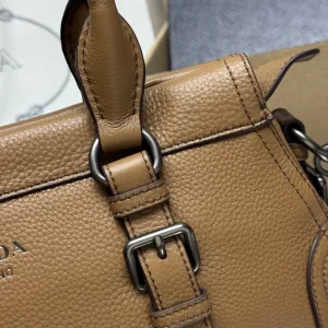 Prada Buckle Satchel Medium Caramel Silver Hardware