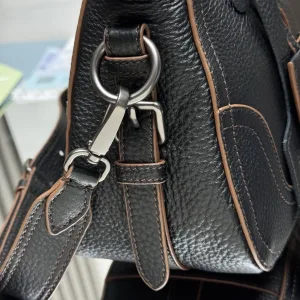 Prada Buckle Shoulder Bag Medium Black Silver Hardware