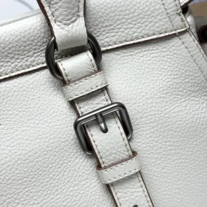 Prada Buckle Top Handle Medium White Silver Hardware