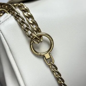 Prada Chain Shoulder Bag Small White Gold Hardware