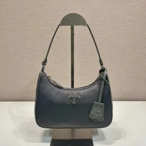 Prada Cleo Hobo Small Slate Blue Silver Hardware