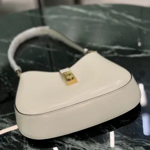 Prada Cleo Hobo Small White Gold Hardware