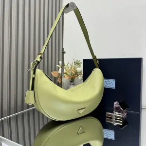 Prada Cleo Moon Bag Medium Light Green Silver Hardware