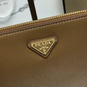 Prada Flap Crossbody Small Taupe Gold Hardware