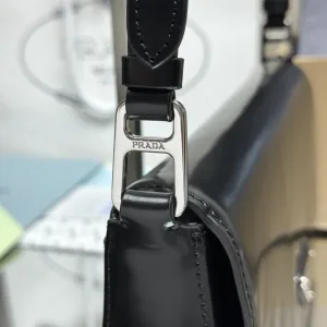 Prada Flap Shoulder Bag Small Black Silver Hardware