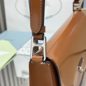 Prada Flap Shoulder Bag Small Brown Gold Hardware