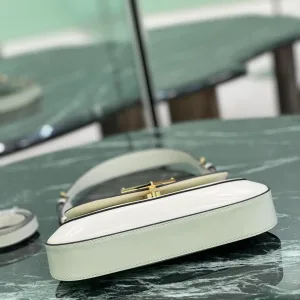 Prada Flap Shoulder Bag Small White Gold Hardware