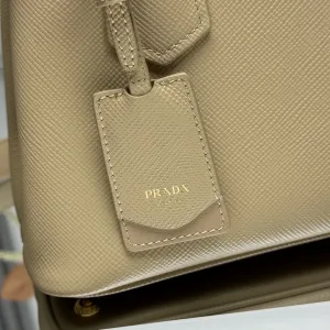 Prada Galleria Top Handle Medium Beige Gold Hardware