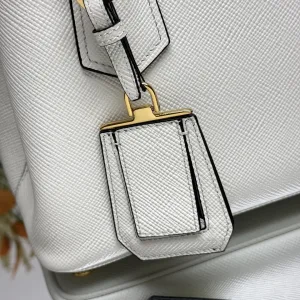 Prada Galleria Top Handle Small White Silver Hardware
