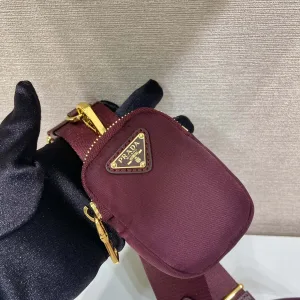 Prada Hobo Bag Small Burgundy Gold Hardware