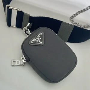 Prada Hobo Bag Small Charcoal Silver Hardware