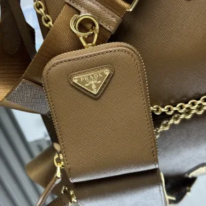 Prada Hobo Gift Set Small Caramel Gold Hardware