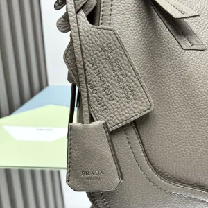 Prada Hobo Shoulder Bag Medium Gray Silver Hardware
