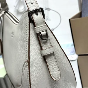 Prada Hobo Shoulder Bag Medium White Silver Hardware