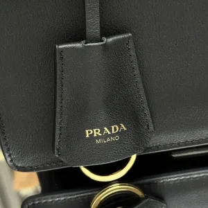 Prada Leather Briefcase Medium Black Gold Hardware