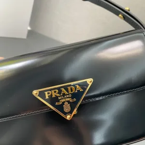 Prada Patent Camera Bag Small Black Gold Hardware