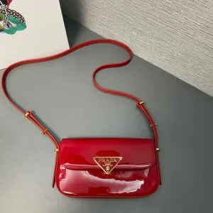 Prada Patent Leather Chain Bag Small Red Gold Hardware
