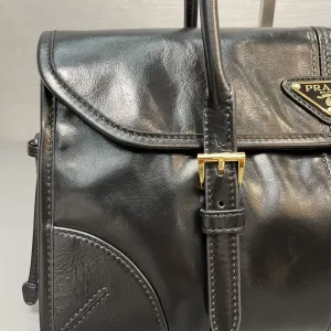 Prada Patent Leather Tote Medium Black Silver Hardware