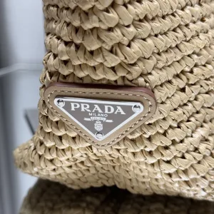 Prada Raffia Shopper Large Natural Gold Hardware