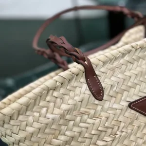 Prada Raffia Tote Medium Natural Brown Gold Hardware
