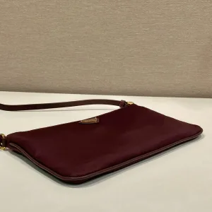 Prada ReEdition Shoulder Bag Small Burgundy Silver Hardware