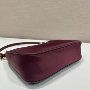 Prada ReEdition Shoulder Bag Small Burgundy Silver Hardware Variant 2